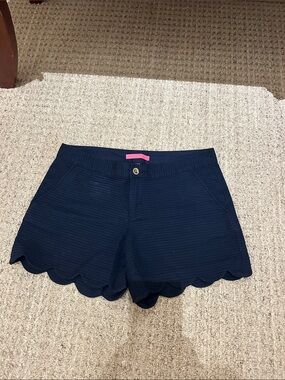 Lilly Pulitzer Navy Scallop Hem High Waist Shorts